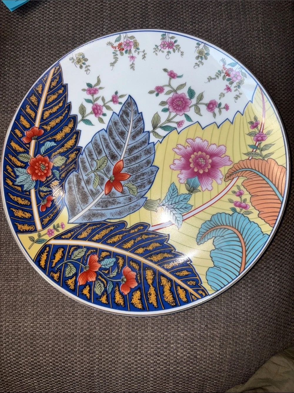 Vint Tobacco Leaf Decorative Floral Serving Platter FINE CHINA 25 each